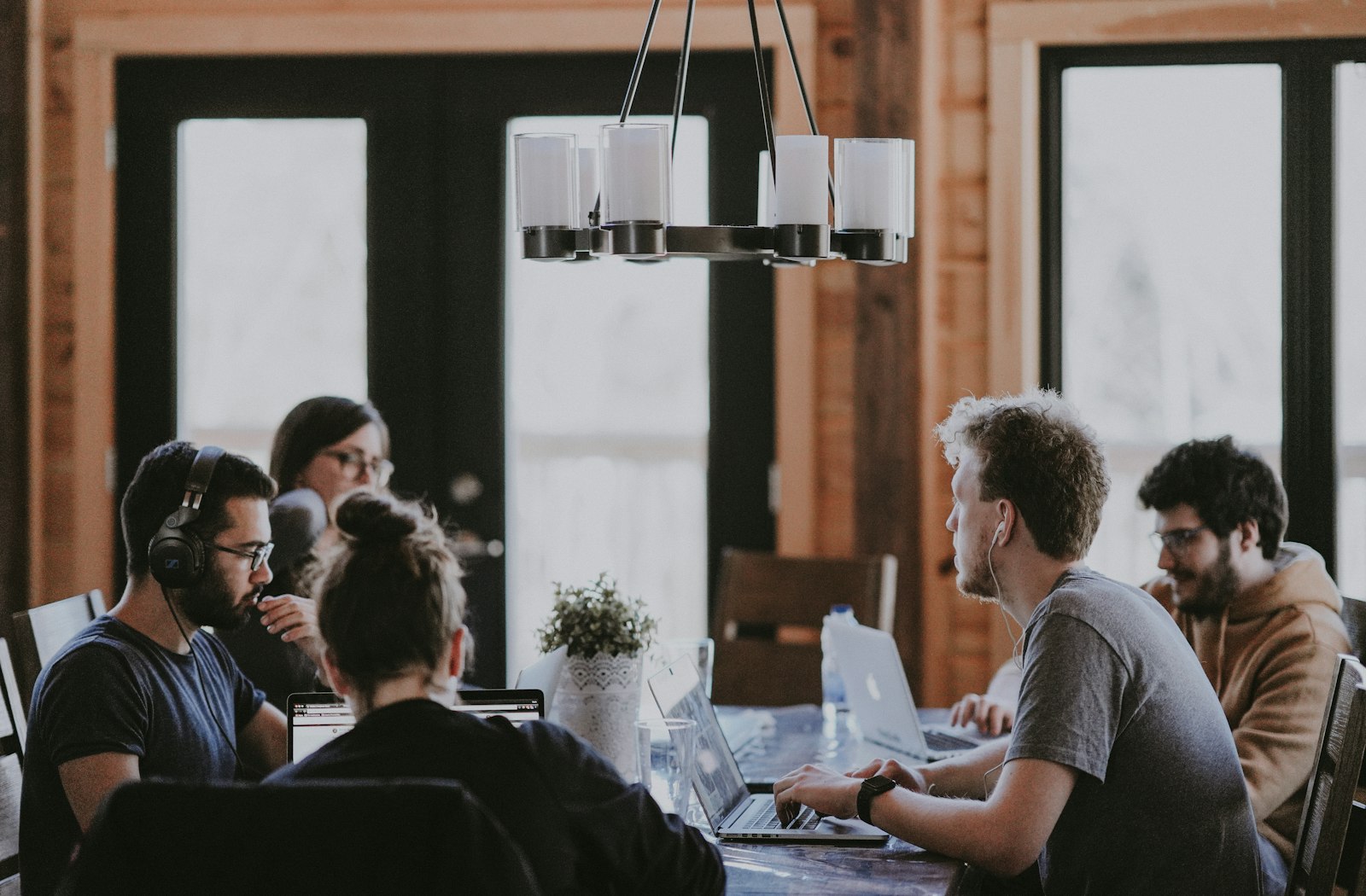 A team collaborating in a modern office